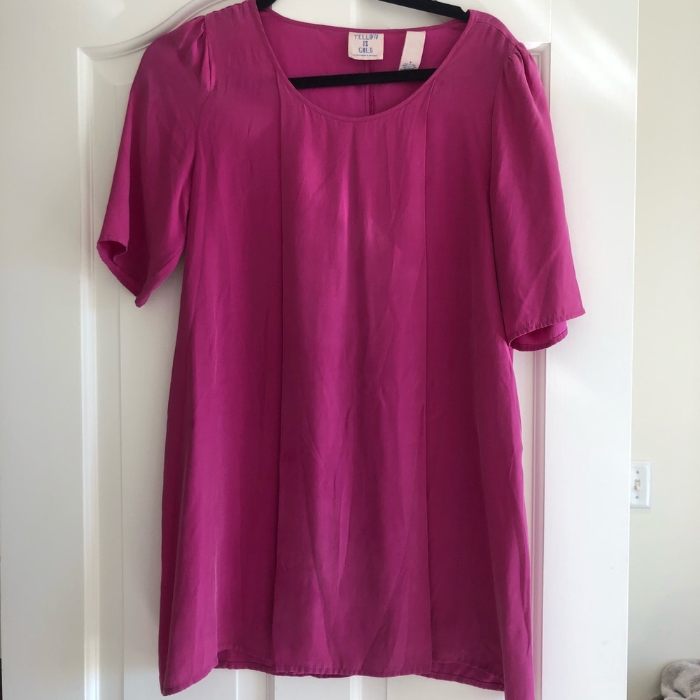 Pink silk sheath dress